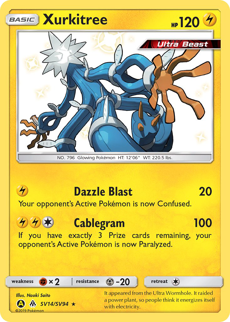 Xurkitree - SV14/94 - SMA: Yellow A Alternate (Common) — Hidden Fates
