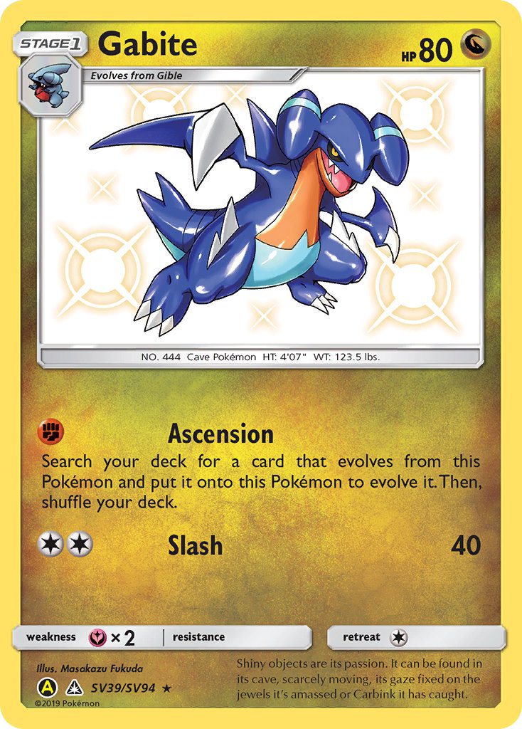 Gabite - SV39/94 - SMA: Yellow A Alternate (Common) — Hidden Fates