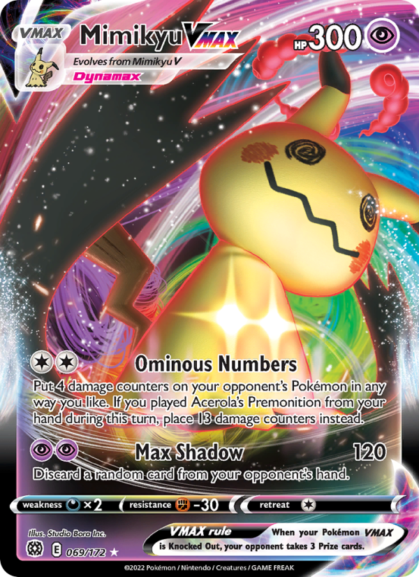 Mimikyu VMAX - 069/172 - SWSH9: Brilliant Stars (Holo Rare VMAX) — SWSH09: Brilliant Stars