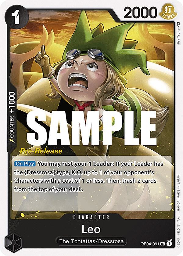 Leo - Kingdoms of Intrigue Pre-Release Cards (OP04 PRE) — Kingdoms of Intrigue Pre-Release Cards