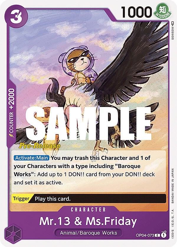 Mr.13 & Ms.Friday - Kingdoms of Intrigue Pre-Release Cards (OP04 PRE) — Kingdoms of Intrigue Pre-Release Cards