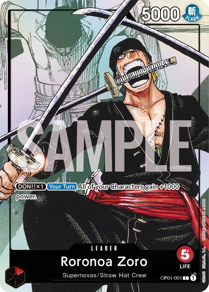 Roronoa Zoro - OP01-001 (Alternate Art) - One Piece Promotion Cards (OP-PR) — One Piece Promotion Cards