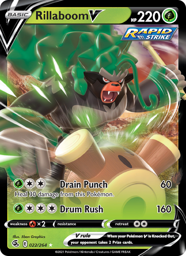 Rillaboom V - 22/264 - SWSH8: Fusion Strike (Holo Rare V) — SWSH08: Fusion Strike