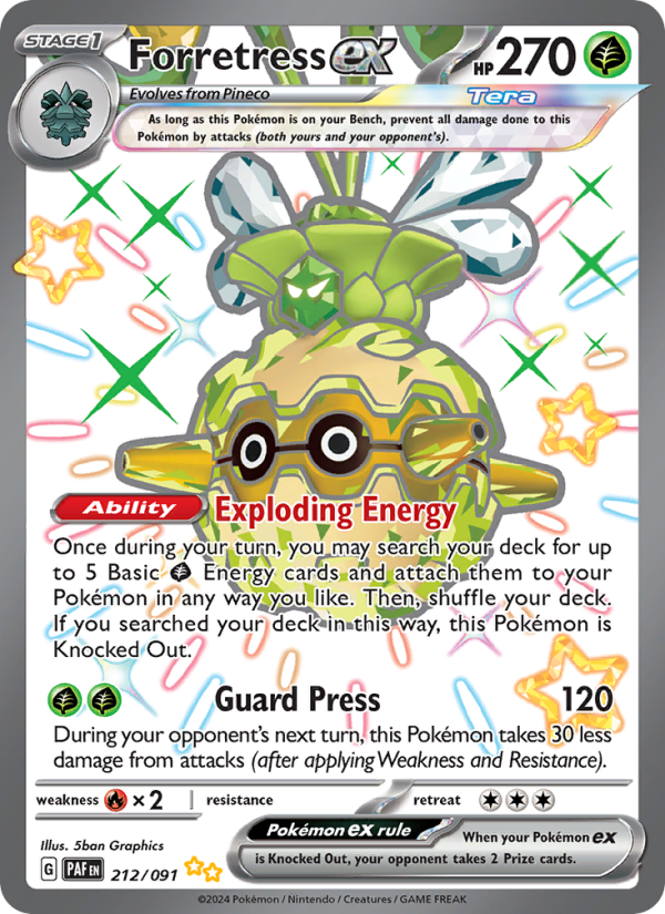 Forretress ex - 212/91 - SV04.5: Paldean Fates (Shiny Ultra Rare) — SV: Paldean Fates