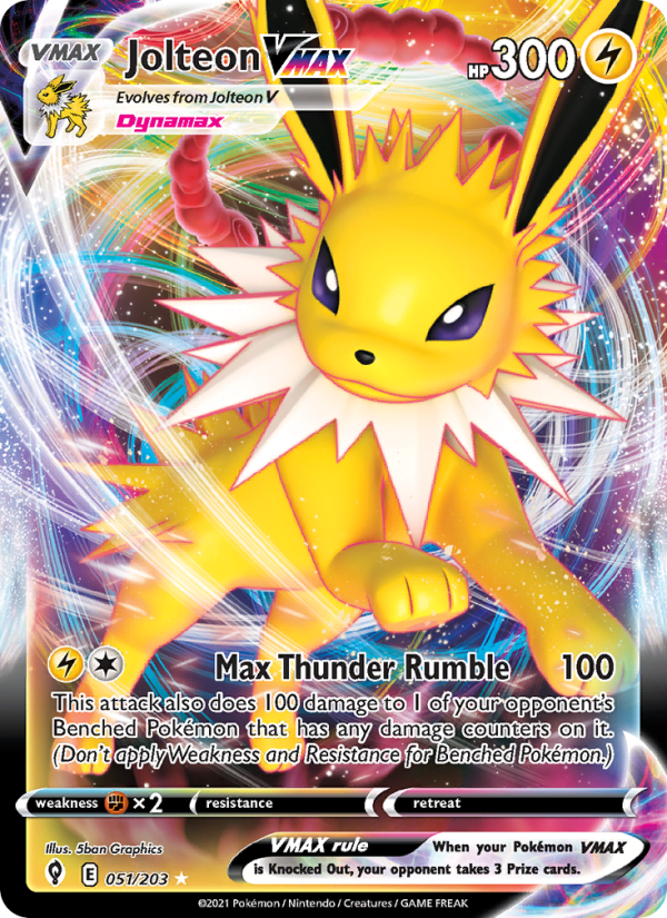 Jolteon VMAX - 51/203 - SWSH7: Evolving Skies (Holo Rare VMAX) — SWSH07: Evolving Skies