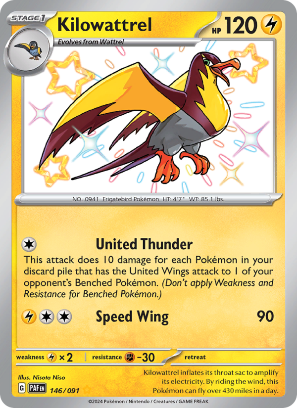 Kilowattrel - 146/91 - SV04.5: Paldean Fates (Shiny rare) — SV: Paldean Fates