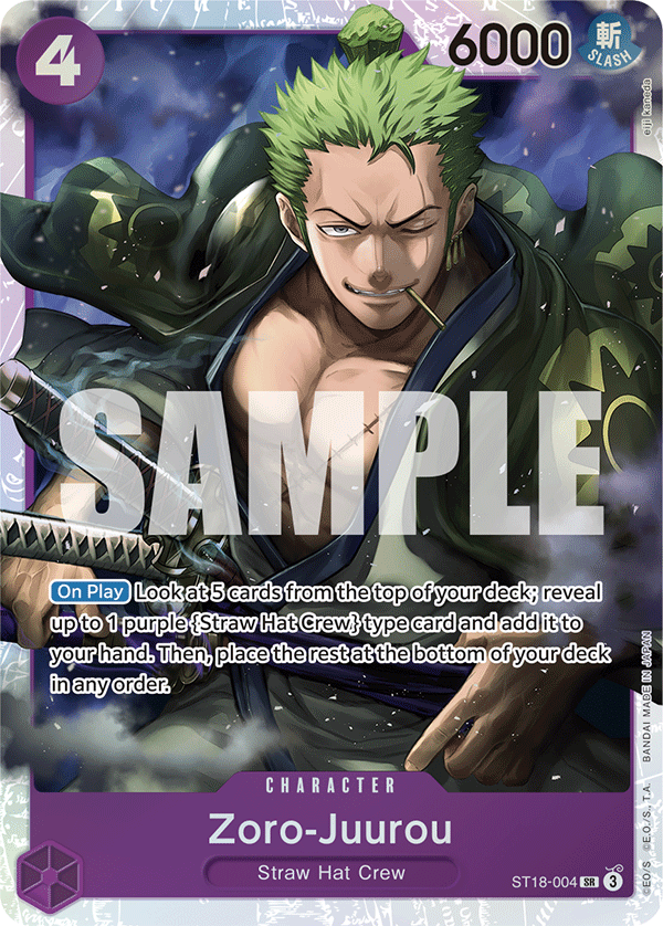 Zoro-Juurou - ST18-004 - Purple Monkey.D.Luffy [ST18] (SR) — Starter Deck 18: PURPLE Monkey.D.Luffy