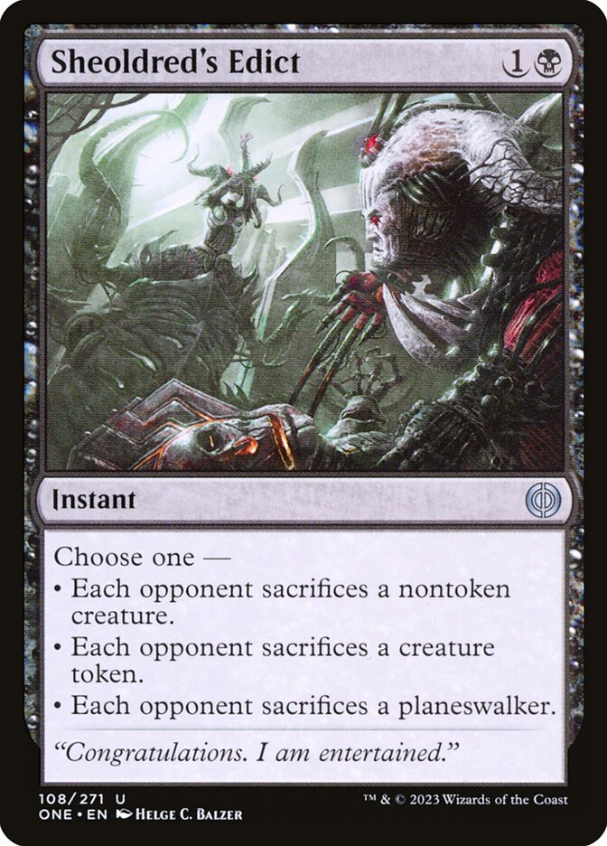 Sheoldred's Edict - 108 (uncommon) — NEGRO