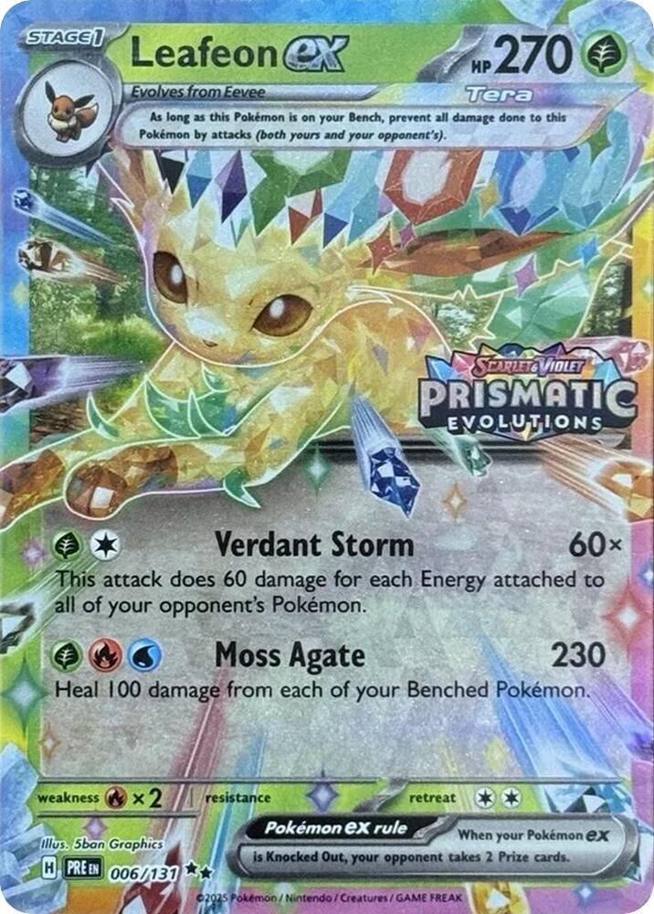 Leafeon ex - 006/131 (Prismatic Evolutions Stamp) - Miscellaneous Cards & Products (MCAP) — SV: Prismatic Evolutions