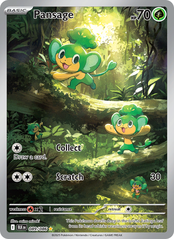 Pansage - 089/86 - SV10.5B: Black Bolt (Illustration rare) — SV: Black Bolt