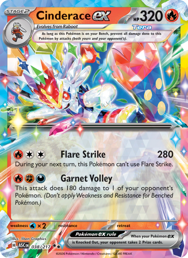 Cinderace ex - 038/217 - ME02.5: Ascended Heroes (Double rare) — ME: Ascended Heroes