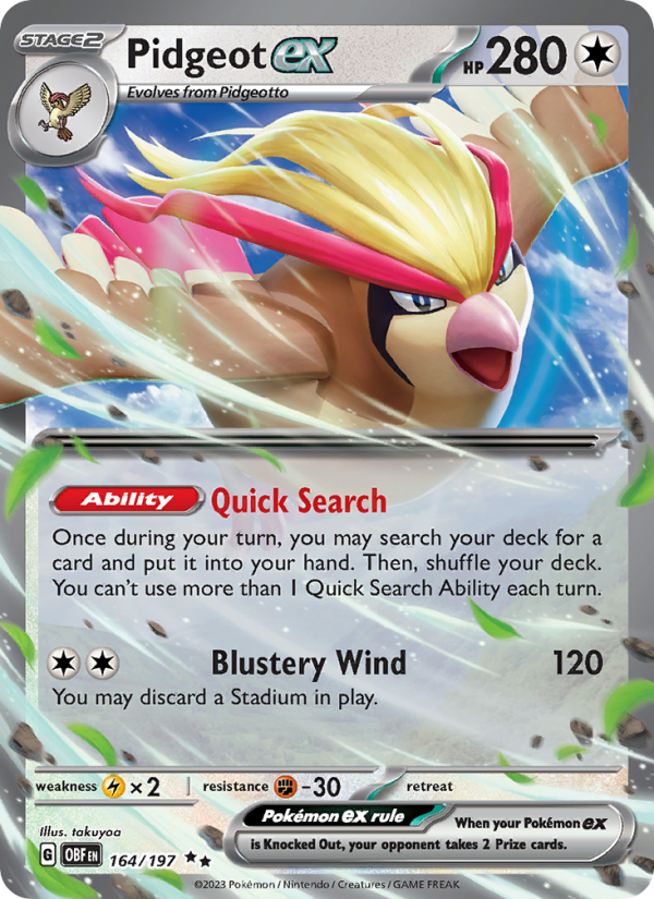Pidgeot ex - 164/197 - SV03: Obsidian Flames (Double rare) — SV03: Obsidian Flames