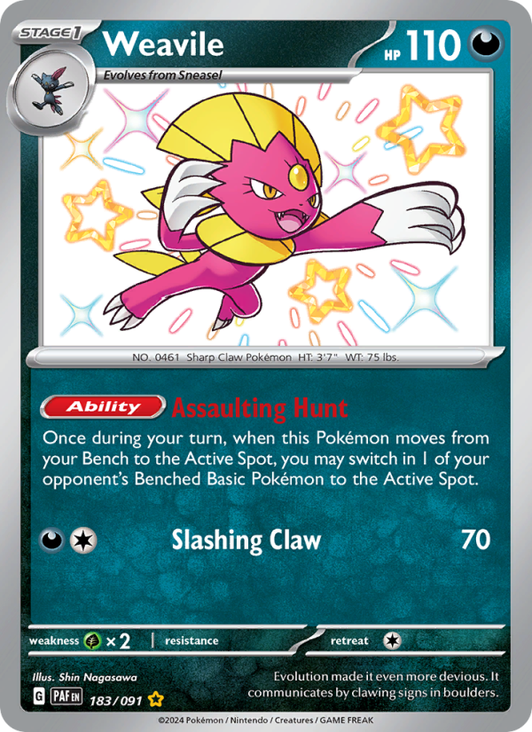 Weavile - 183/91 - SV04.5: Paldean Fates (Shiny rare) — SV: Paldean Fates