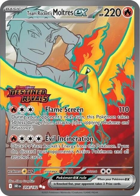 Team Rocket's Moltres ex - 208/182 (Destined Rivals Stamp) - Miscellaneous Cards & Products (MCAP) — 