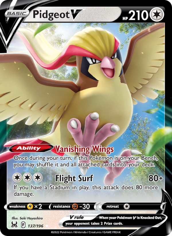 Pidgeot V - 137/196 - SWSH11: Lost Origin (Holo Rare V) — SWSH11: Lost Origin