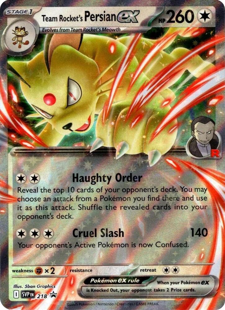 Team Rocket's Persian ex - 218/225 - SVP: SVP Black Star Promos (None) — SV: Scarlet & Violet Promo Cards