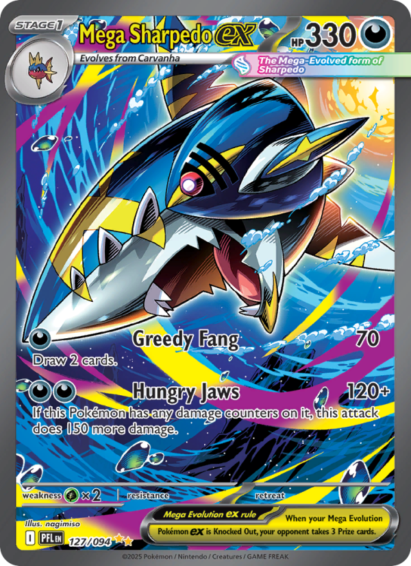 Mega Sharpedo ex - 127/94 - ME02: Phantasmal Flames (Special illustration rare) — ME02: Phantasmal Flames