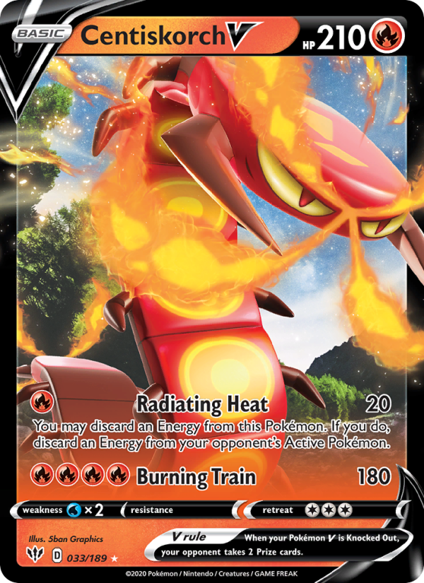 Centiskorch V - 33/189 - SWSH3: Darkness Ablaze (Holo Rare V) — SWSH03: Darkness Ablaze