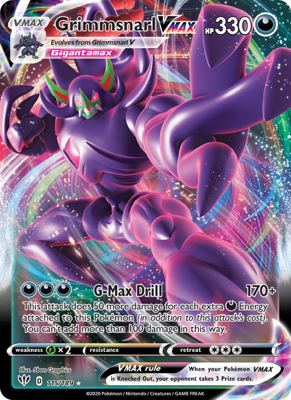 Grimmsnarl VMAX - 115/189 - SWSH3: Darkness Ablaze (Holo Rare VMAX) — SWSH03: Darkness Ablaze