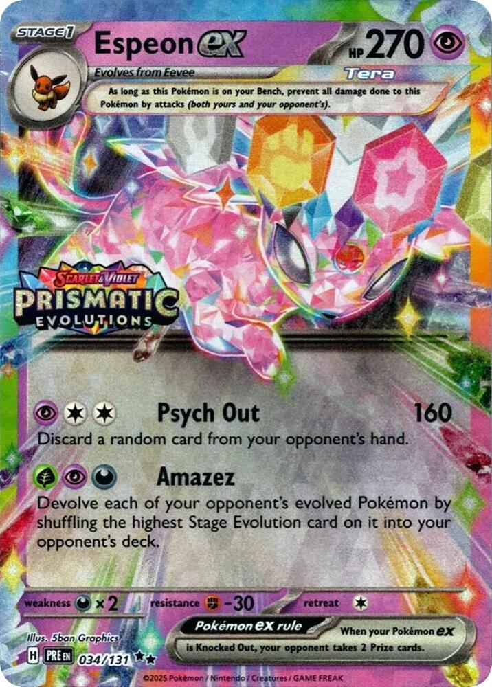 Espeon ex - 034/131 (Prismatic Evolutions Stamp) - Miscellaneous Cards & Products (MCAP) — SV: Prismatic Evolutions