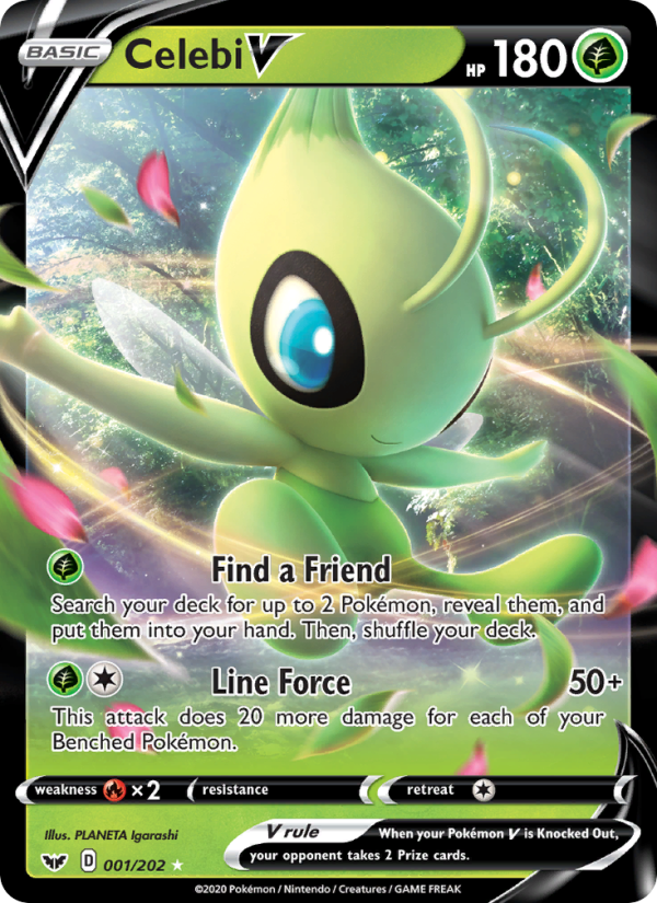 Celebi V - 1/202 - SWSH1: Sword & Shield (Holo Rare V) — SWSH01: Sword & Shield Base Set