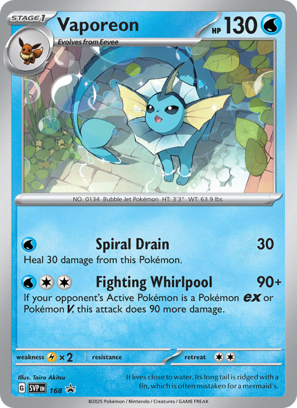 Vaporeon - 168/225 - SVP: SVP Black Star Promos (None) — SV: Scarlet & Violet Promo Cards