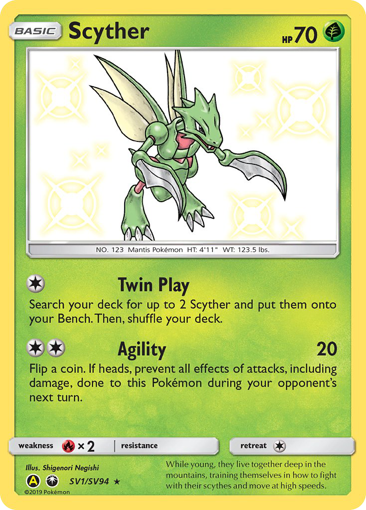 Scyther - SV1/94 - SMA: Hidden Fates Shiny Vault (Shiny rare) — Hidden Fates