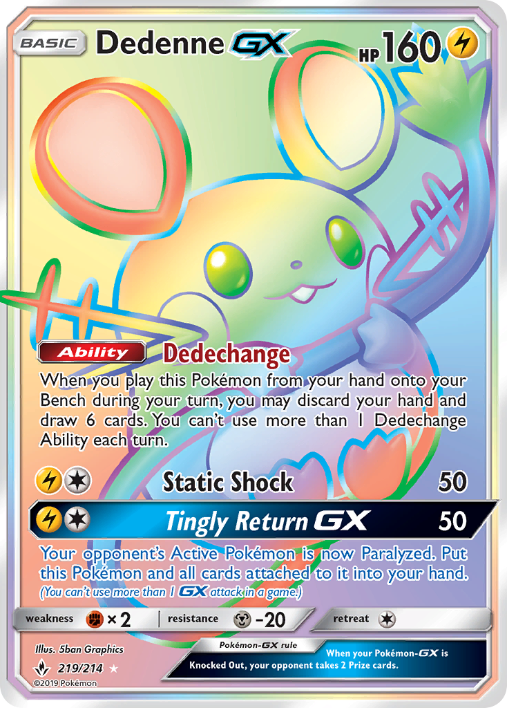 Dedenne GX - 219/214 - SM10: Unbroken Bonds (Secret Rare) — SM - Unbroken Bonds