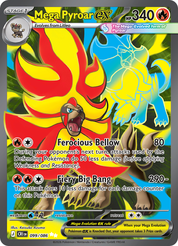 Mega Pyroar ex - 099/86 - ME04: Chaos Rising (Ultra Rare) — ME04: Chaos Rising