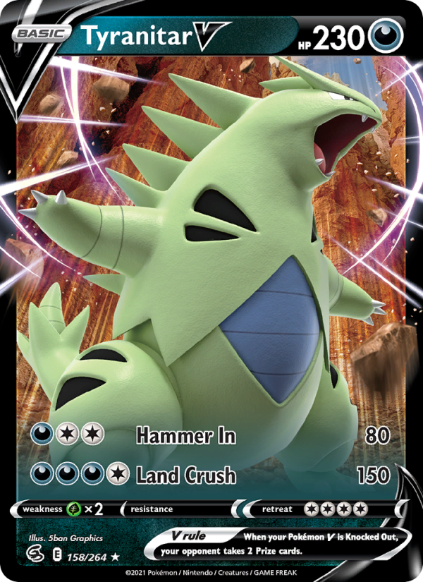 Tyranitar V - 158/264 - SWSH8: Fusion Strike (Holo Rare V) — SWSH08: Fusion Strike