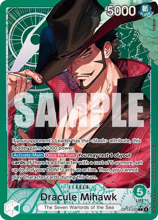 Dracule Mihawk - OP14-020 (Alternate Art) - The Azure Sea's Seven (OP14) — The Azure Sea's Seven