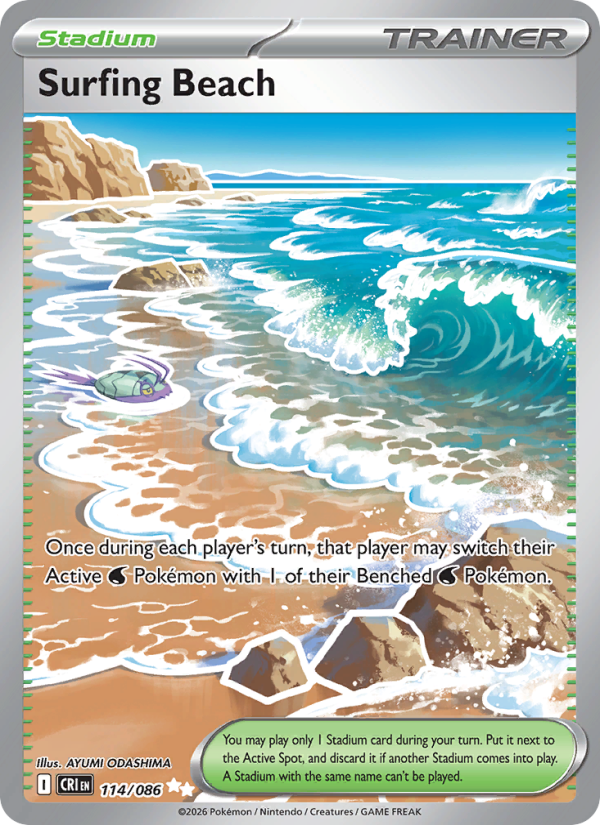 Surfing Beach - 114/86 - ME04: Chaos Rising (Ultra Rare) — ME04: Chaos Rising