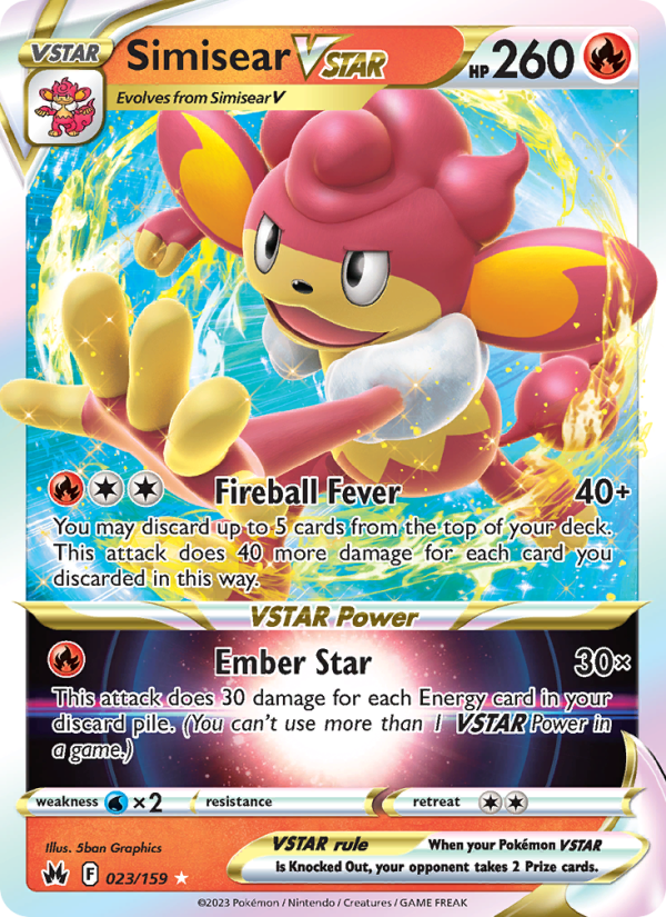 Simisear VSTAR - 023/159 - SWSH12.5: Crown Zenith (Holo Rare VSTAR) — Crown Zenith