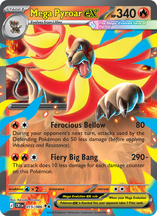 Mega Pyroar ex - 015/86 - ME04: Chaos Rising (Double rare) — ME04: Chaos Rising