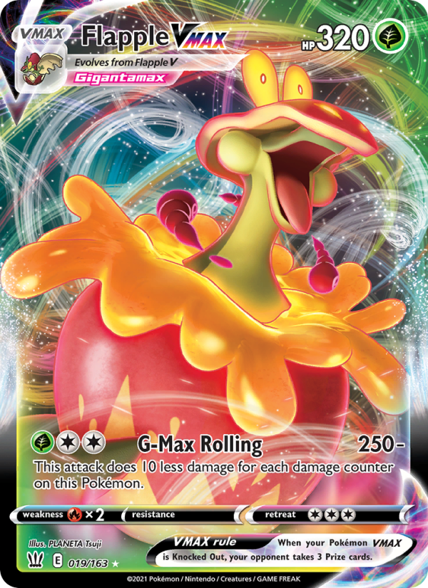 Flapple VMAX - 19/163 - SWSH5: Battle Styles (Holo Rare VMAX) — SWSH05: Battle Styles
