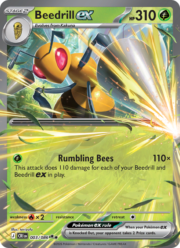 Beedrill ex - 003/86 - ME04: Chaos Rising (Double rare) — ME04: Chaos Rising