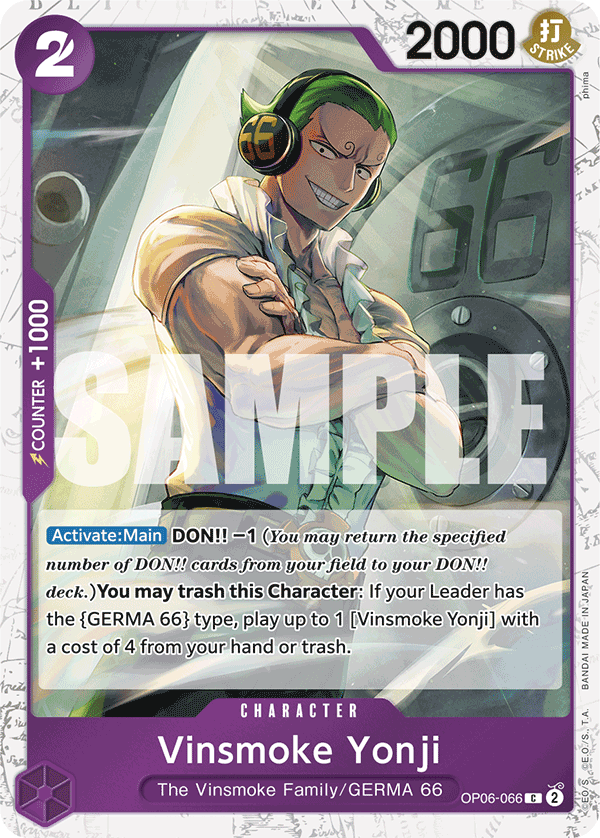 Vinsmoke Yonji - OP06-066 - ONE PIECE CARD THE BEST [PRB01] (C) Jolly Roger Foil — Premium Booster -The Best-