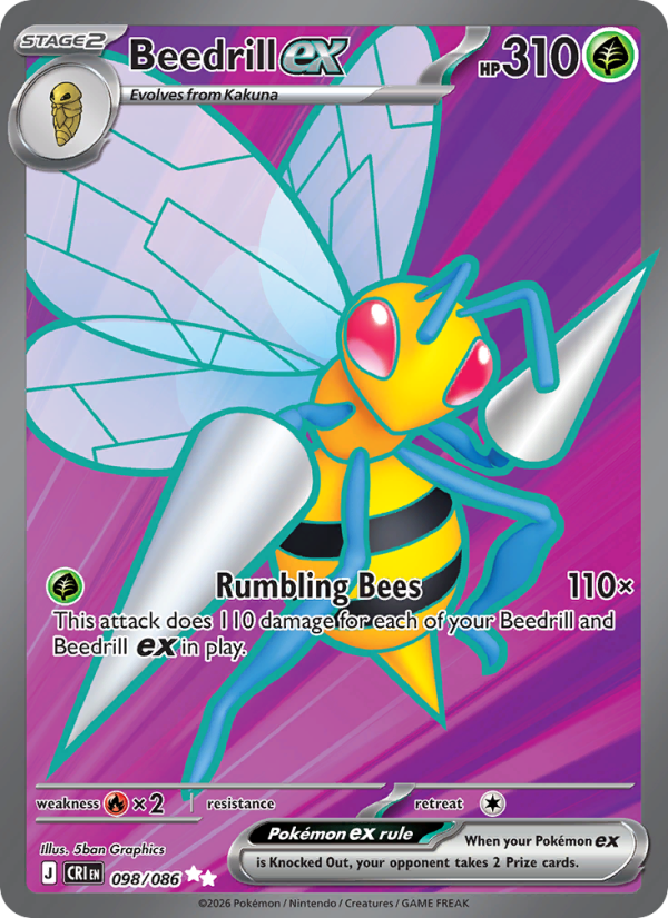 Beedrill ex - 098/86 - ME04: Chaos Rising (Ultra Rare) — ME04: Chaos Rising