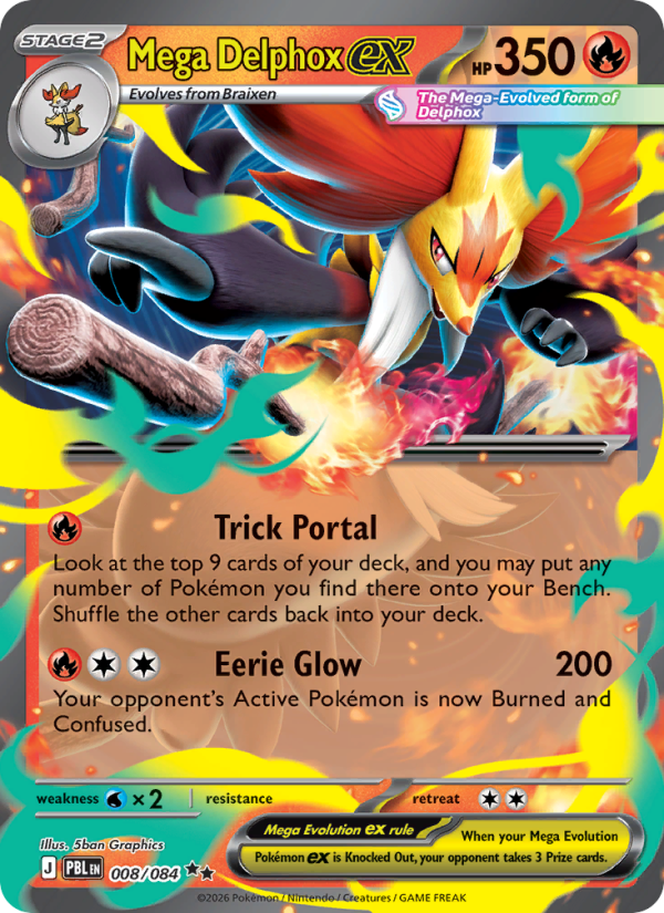 Mega Delphox ex - 008/84 - ME05: Pitch Black (Double rare) — ME05: Pitch Black