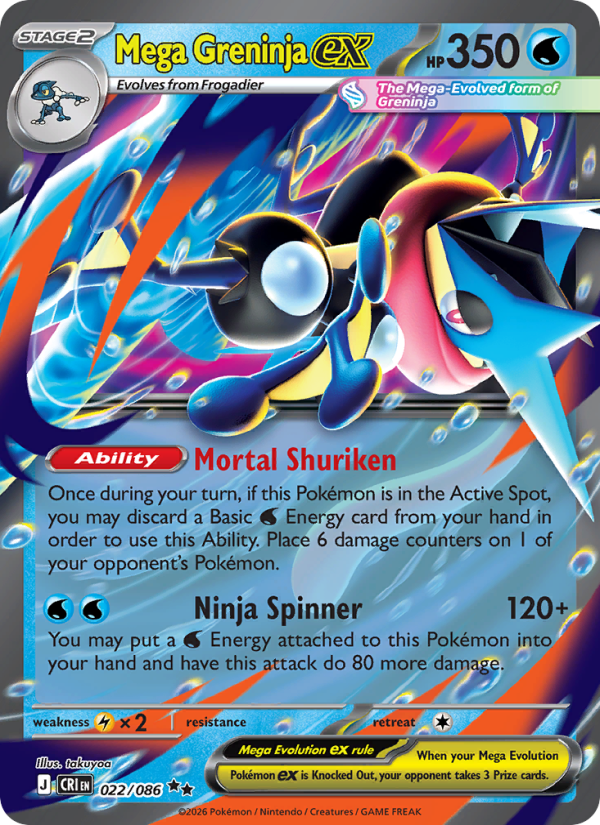 Mega Greninja ex - 022/86 - ME04: Chaos Rising (Double rare) — ME04: Chaos Rising