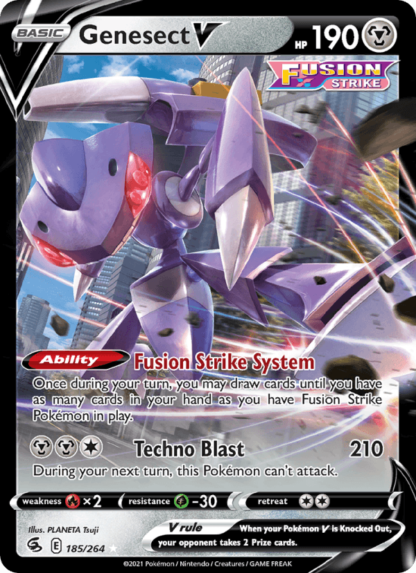 Genesect V - 185/264 - SWSH8: Fusion Strike (Holo Rare V) — SWSH08: Fusion Strike