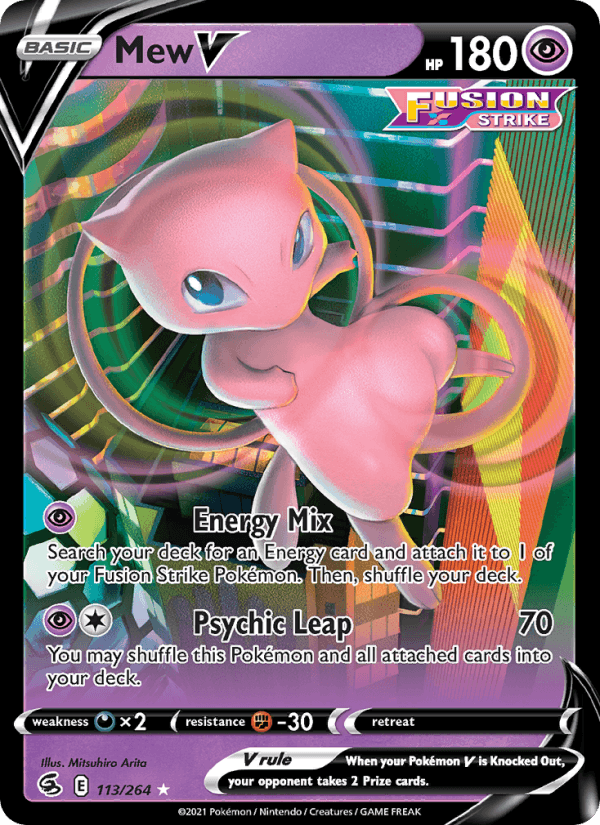 Mew V - 113/264 - SWSH8: Fusion Strike (Holo Rare V) — SWSH08: Fusion Strike